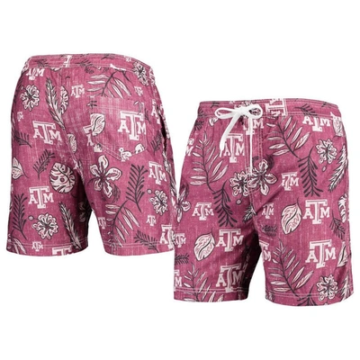 WES & WILLY WES & WILLY MAROON TEXAS A&M AGGIES VINTAGE FLORAL SWIM TRUNKS