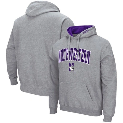 Colosseum Men's New Hampshire Wildcats Arch And Logo Pullover Hoodie In Heathered Gray