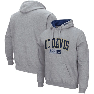 Colosseum Heathered Gray Uc Davis Aggies Arch And Logo Pullover Hoodie