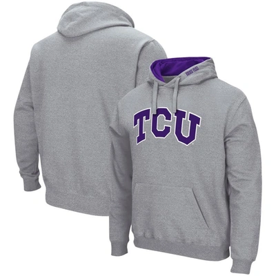 Colosseum Men's  Heathered Gray Tcu Horned Frogs Arch And Logo 3.0 Full-zip Hoodie