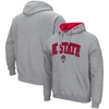 Colosseum Men's  Heathered Gray Nc State Wolfpack Arch And Logo 3.0 Pullover Hoodie In Heather Gray