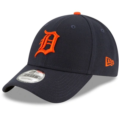 New Era Men's Navy Detroit Tigers Road Team The League 9forty Adjustable Hat In Navy/white