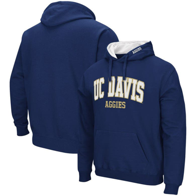 Colosseum Men's Navy Uc Davis Aggies Arch And Logo Pullover Hoodie