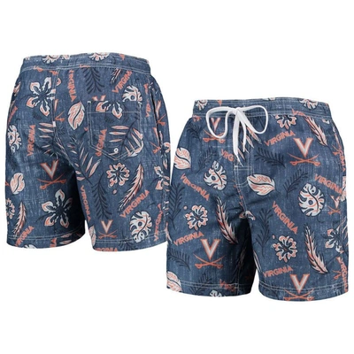 WES & WILLY WES & WILLY NAVY VIRGINIA CAVALIERS VINTAGE FLORAL SWIM TRUNKS