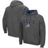 COLOSSEUM COLOSSEUM CHARCOAL NAVY MIDSHIPMEN ARCH & LOGO 3.0 PULLOVER HOODIE