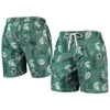 WES & WILLY WES & WILLY GREEN MICHIGAN STATE SPARTANS VINTAGE FLORAL SWIM TRUNKS