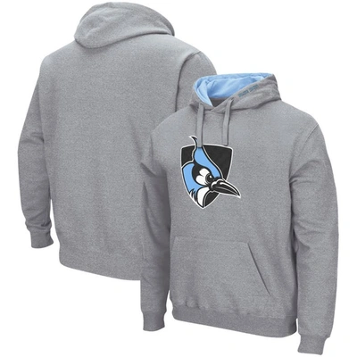 COLOSSEUM COLOSSEUM HEATHERED GRAY JOHNS HOPKINS BLUE JAYS ARCH AND LOGO PULLOVER HOODIE
