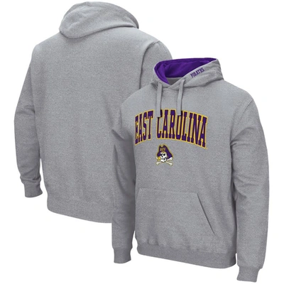 COLOSSEUM COLOSSEUM HEATHERED GRAY ECU PIRATES ARCH AND LOGO PULLOVER HOODIE