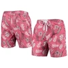 Wes & Willy Men's  Crimson Washington State Cougars Vintage-like Floral Swim Trunks In Crimson