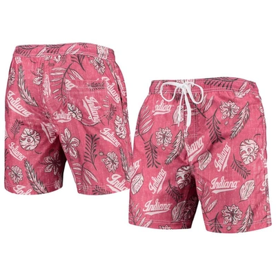 WES & WILLY WES & WILLY CRIMSON INDIANA HOOSIERS VINTAGE FLORAL SWIM TRUNKS