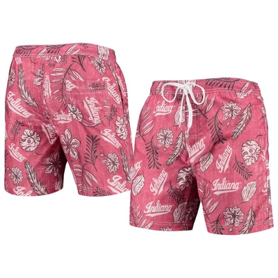 Wes & Willy Men's  Crimson Oklahoma Sooners Vintage-like Floral Swim Trunks