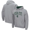 COLOSSEUM COLOSSEUM HEATHER GRAY MICHIGAN STATE SPARTANS ARCH & LOGO 3.0 PULLOVER HOODIE