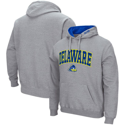 Colosseum Men's  Heathered Gray Delaware Fightin' Blue Hens Arch And Logo 3.0 Pullover Hoodie