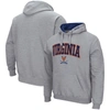 Colosseum Men's  Heathered Gray Virginia Cavaliers Arch And Logo 3.0 Pullover Hoodie In Heather Gray