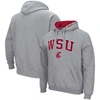 COLOSSEUM COLOSSEUM HEATHER GRAY WASHINGTON STATE COUGARS ARCH & LOGO 3.0 PULLOVER HOODIE