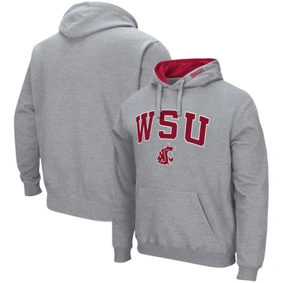 Colosseum Men's  Heathered Gray Washington State Cougars Arch And Logo 3.0 Pullover Hoodie