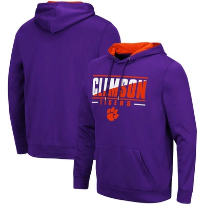 Colosseum Purple Clemson Tigers Slash Stack 2.0 Pullover Hoodie