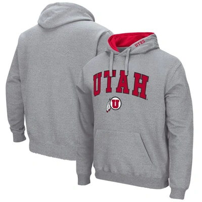 Colosseum Men's Heathered Gray Utah Utes Arch And Logo Pullover Hoodie
