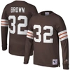 Mitchell & Ness Men's Jim Brown Brown Cleveland Browns 1965 Retired Player Name And Number Long Sleeve T-shirt In Brown