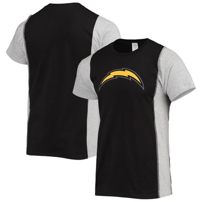 REFRIED APPAREL REFRIED APPAREL BLACK/HEATHERED GRAY LOS ANGELES CHARGERS SUSTAINABLE SPLIT T-SHIRT
