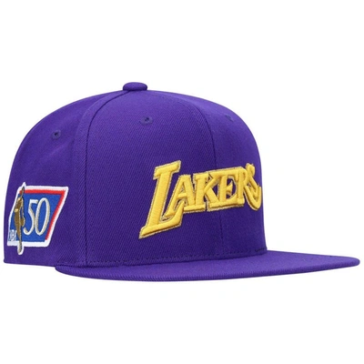 Mitchell & Ness Men's Purple Los Angeles Lakers 50th Anniversary Snapback Hat