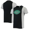 REFRIED APPAREL REFRIED APPAREL BLACK/HEATHERED GRAY NEW YORK JETS SUSTAINABLE SPLIT T-SHIRT