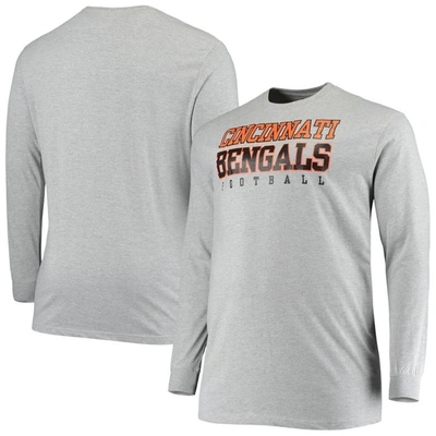 Fanatics Men's Big And Tall Heathered Gray Cincinnati Bengals Practice Long Sleeve T-shirt In Heather Gray