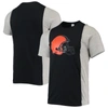 REFRIED APPAREL REFRIED APPAREL BLACK/HEATHERED GRAY CLEVELAND BROWNS SUSTAINABLE SPLIT T-SHIRT