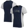 REFRIED APPAREL REFRIED APPAREL COLLEGE NAVY/HEATHERED GRAY SEATTLE SEAHAWKS SUSTAINABLE SPLIT T-SHIRT