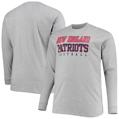 Fanatics Men's Big And Tall Heathered Gray New England Patriots Practice Long Sleeve T-shirt In Heather Gray