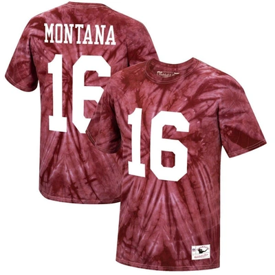 Mitchell & Ness Men's Joe Montana Scarlet San Francisco 49ers Tie-dye Retired Player Name And Number T-shirt