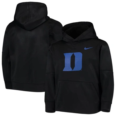 Nike Kids' Youth  Black Duke Blue Devils Logo Ko Pullover Performance Hoodie