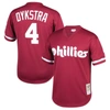 MITCHELL & NESS YOUTH MITCHELL & NESS LENNY DYKSTRA BURGUNDY PHILADELPHIA PHILLIES COOPERSTOWN COLLECTION MESH BATTI