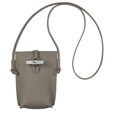 Longchamp Phone Case With Lace Roseau In Grey