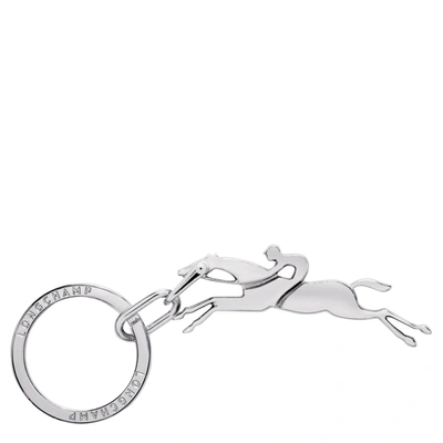Longchamp `metal Horse` Key Ring In Silver