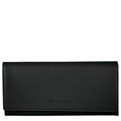 Longchamp Continental Wallet Le Foulonné In Black