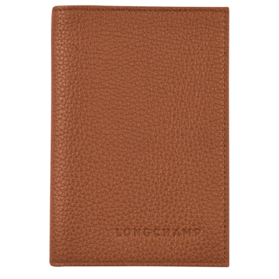 Longchamp Passport Cover Le Foulonné In Caramel