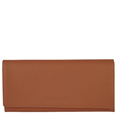 Longchamp Continental Wallet Le Foulonné In Caramel