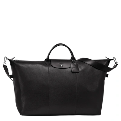 Longchamp Le Foulonné Leather Travel Bag In Noir