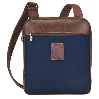 Longchamp Nylon Leather Compact Crossbody Bag In Bleu
