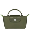 Longchamp Pouch With Handle Le Pliage Green In Forest