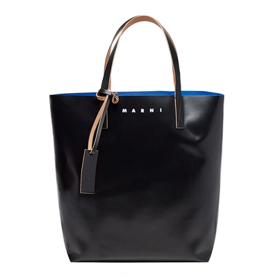 Marni Tribeca Canvas And Leather Tote Bag In Black