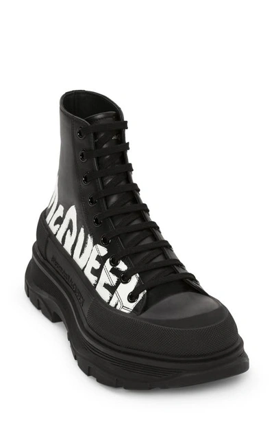 ALEXANDER MCQUEEN TREAD SLICK GRAFFITI LOGO HIGH TOP SNEAKER