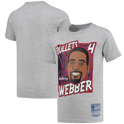 Mitchell & Ness Kids' Big Boys  Chris Webber Heathered Gray Washington Bullets Hardwood Classics King Of Th
