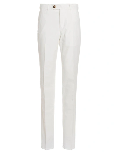Brunello Cucinelli Straight-leg Pleated Stretch-cotton Twill Trousers In White