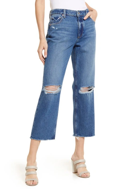 Paige Noella Distressed Low-rise Straight-leg Jeans In Blue