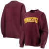 Pressbox Women's Maroon Minnesota Golden Gophers Comfy Cord Vintage-like Wash Basic Arch Pullover Sweatshirt In Maroon