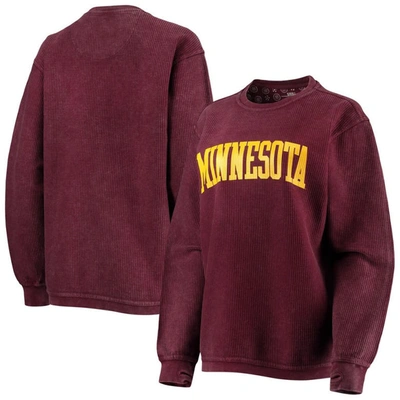 Pressbox Women's Maroon Minnesota Golden Gophers Comfy Cord Vintage-like Wash Basic Arch Pullover Sweatshirt