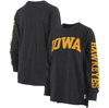 PRESSBOX PRESSBOX BLACK IOWA HAWKEYES PLUS SIZE TWO-HIT CANYON LONG SLEEVE T-SHIRT