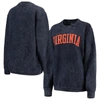 Pressbox Women's Navy Virginia Cavaliers Comfy Cord Vintage-like Wash Basic Arch Pullover Sweatshirt In Navy